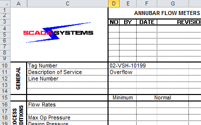 Una hoja de datos generado por Instrument Manager, mostrado dentro de MS Excel